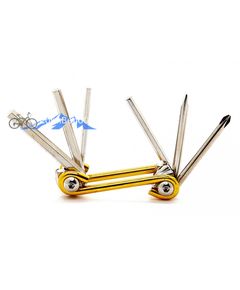 Набор инструментов 6 функций (отвертки, шестигр. ключи: 3/4/5/6мм), материал сталь, желтый