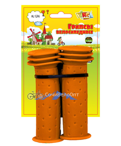 Грипсы детские, резиновые, длина 102мм, оранжевые, инд.уп.Vinca Sport