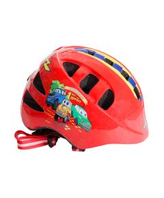 Шлем детский VSH 8 с регулировкой, размер M(52-56см), цвет красный, рисунок - "машинки"   VINCA SPO