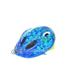 Шлем детский с регулировкой, размер S(48-52см), синий, рисунок - "буквы", инд.уп. Vinca Sport