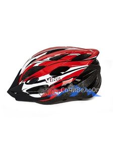 Шлем взрослый, 19 вент. отверстий, размер M(56-59), белый с красным, инд. уп. Vinca Sport