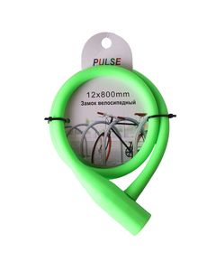 Велозамок "Pulse", трос 12*800, силиконовый, с ключом, с разноцветным нанесением, цвет в ассорт.