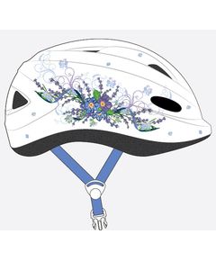 Шлем детский с регулировкой, размер S(52-56см), белый, рисунок - "лаванда", инд. уп. Vinca Sport