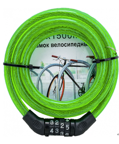 Велозамок "Pulse", трос 10*1500, кодовый цвет в ассорт