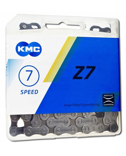 Цепь "KMC" Z-7 (новая маркировка KMC вместо Z50/Z51), 116 зв., цвет. коробка, с замком, для 7ск. вел