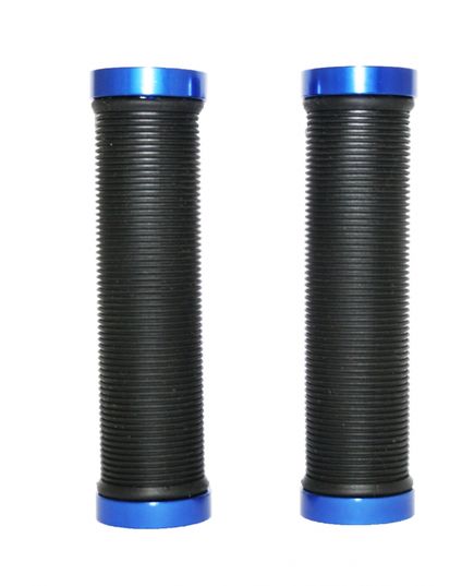 Грипсы с метталическими зажимами, длина 129мм, черные, зажим синий