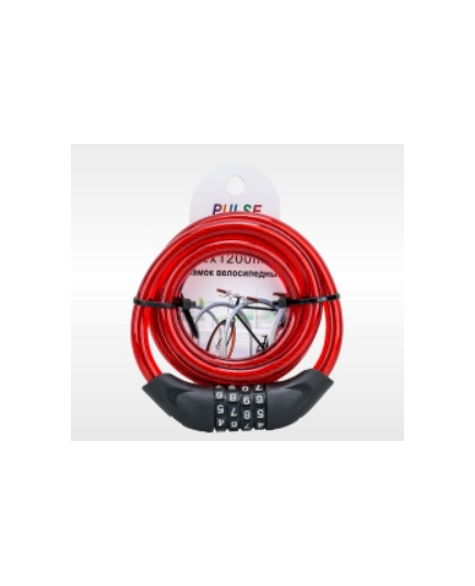 Велозамок "Pulse", трос 8*1000, кодовый, цвета в ассорт, изображение 2