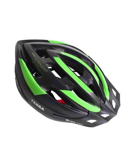 Шлем взрослый, 19 вент. отверстий, M/L(57-62), черный с зеленым,  Vinca Sport