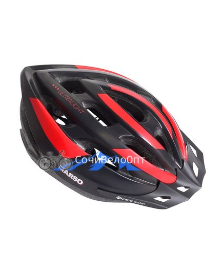 Шлем взрослый, 19 вент. отверстий,  M/L(57-62), черный с красным. Vinca Sport, изображение 2