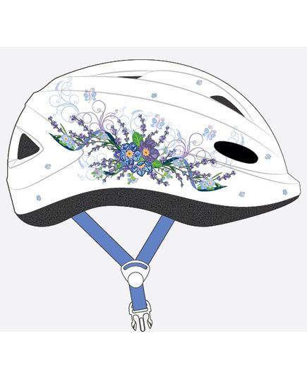 Шлем детский с регулировкой, размер М(56-58см), белый, рисунок - "лаванда", инд. уп. Vinca Sport
