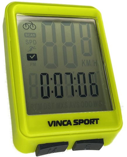 Компьютер беспроводной, 12 функций, lime/black, инд.уп. Vinca Sport