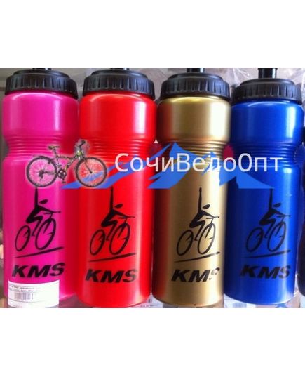 Бутылочка "KMS", для велосипеда, пластиковая, 750гр, цвет (10сер., 5зол., 5бел., 5черн., 10син., 5зе, изображение 2