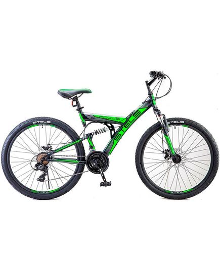 Велосипед Stels Focus 26" V 21 sp V030 Черный/Зеленый  (18")