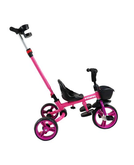 Велосипед Детский Трехколесный Складной, Серия "Octopus" (2023), с Ручкой Управления, Розовый, изображение 3